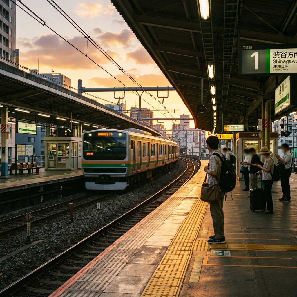 夕方の駅ホーム
